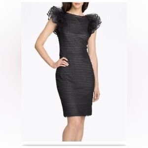 Tadashi Shoji, Pleated Ruffle Sleeve, Mesh blue Dress Size 2